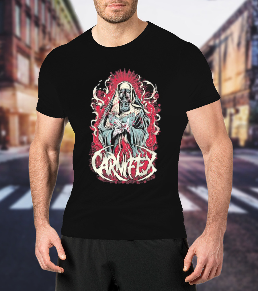 Carnifex Sister Rot Gas Mask Nun With Red Aura T-Shirt