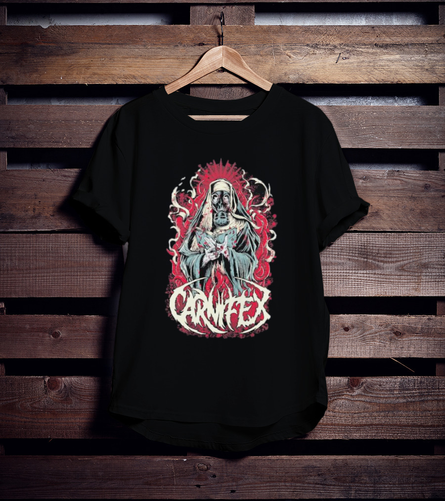 Carnifex Sister Rot Gas Mask Nun With Red Aura T-Shirt