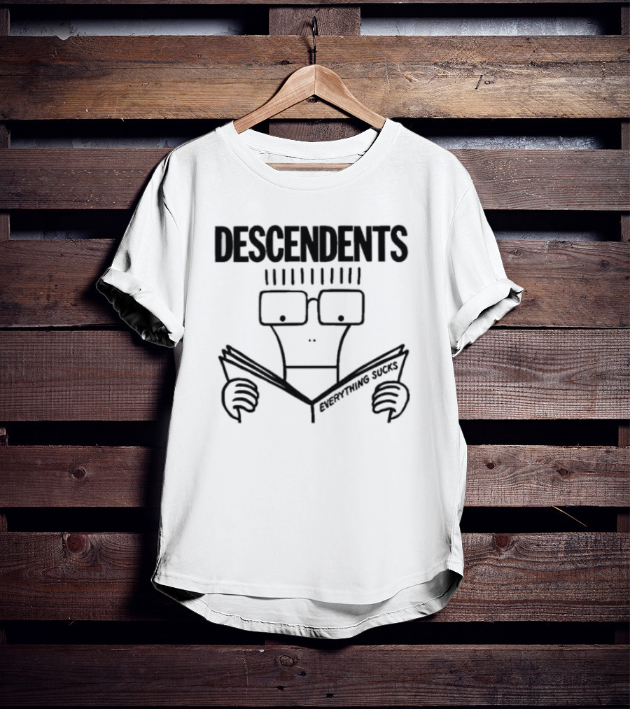 DESCENDENTS Everything Sucks Album Cover Cartoon Character Reading Book T-Shirt