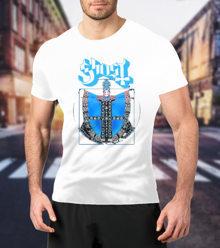 Ghost Vitruvian Skeleton Pope T-Shirt