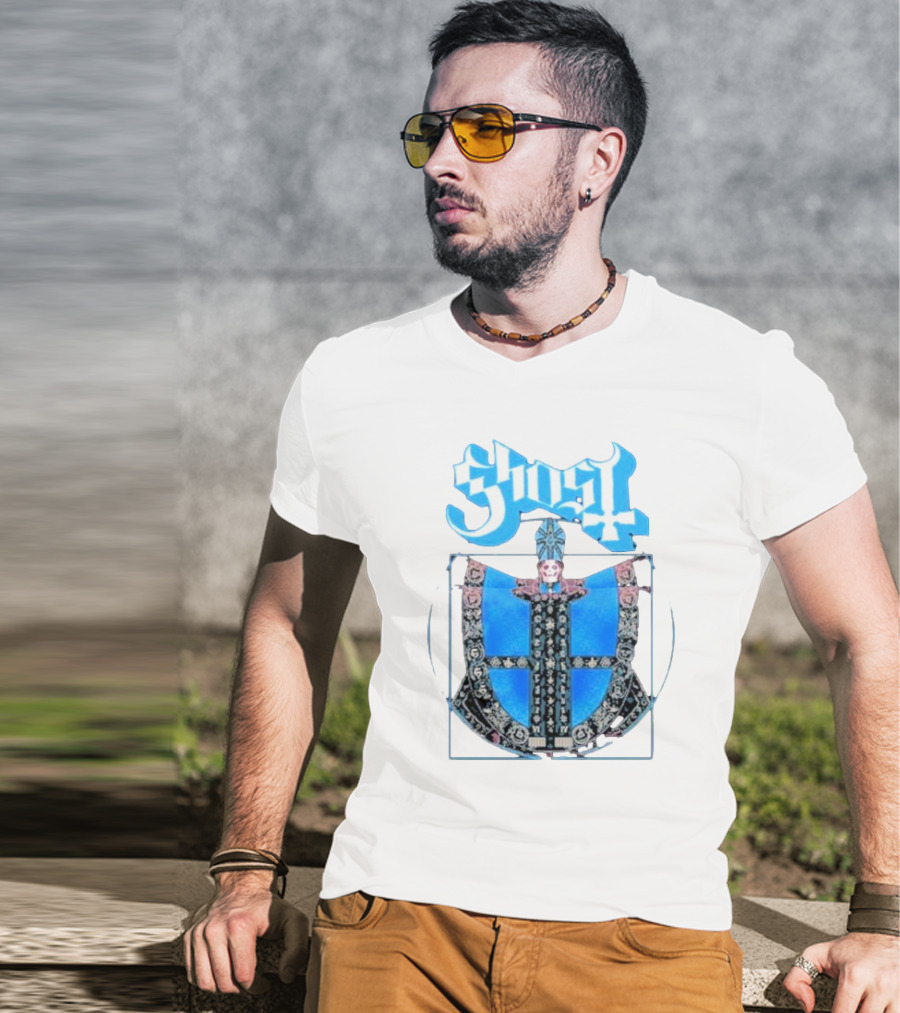 Ghost Vitruvian Skeleton Pope T-Shirt