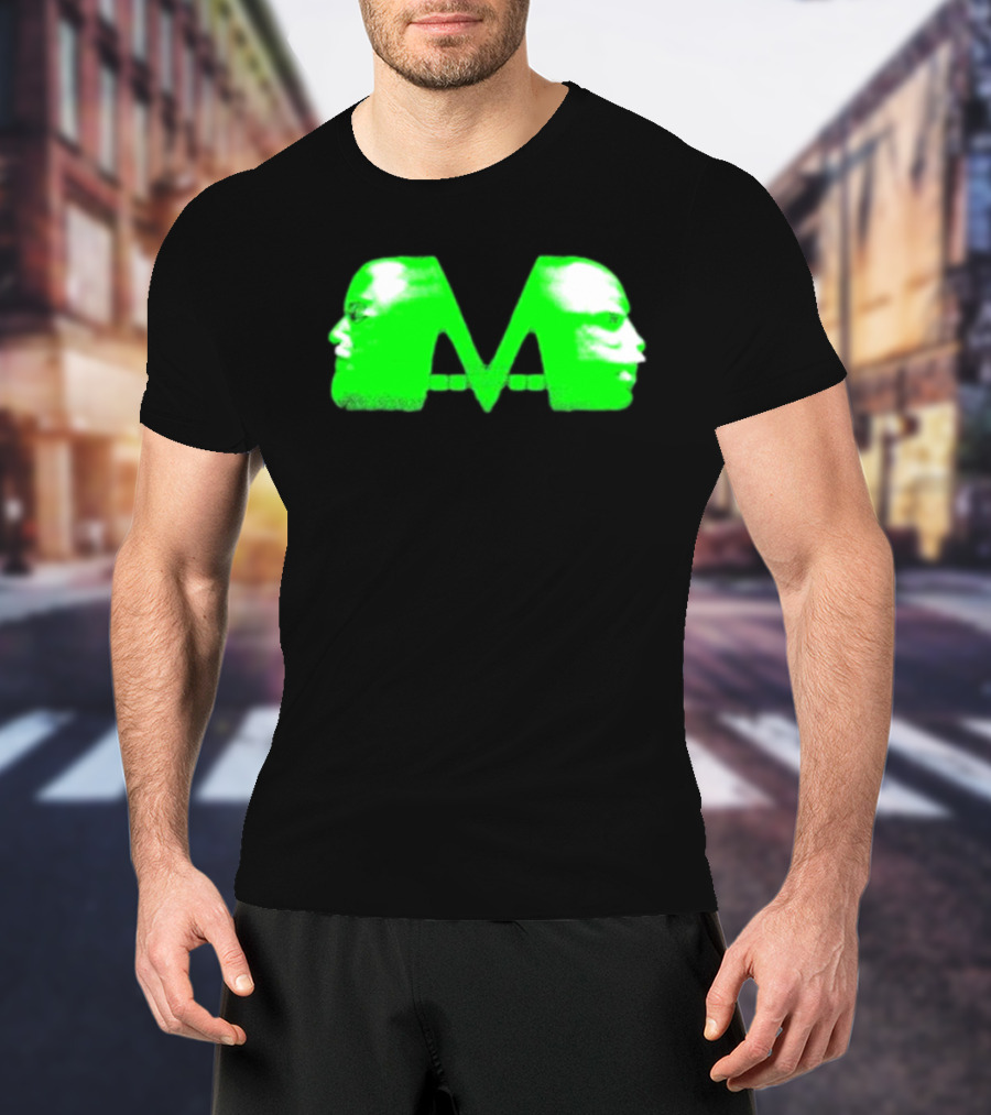 Mansionz M Faces Neon Green Portrait T-Shirt
