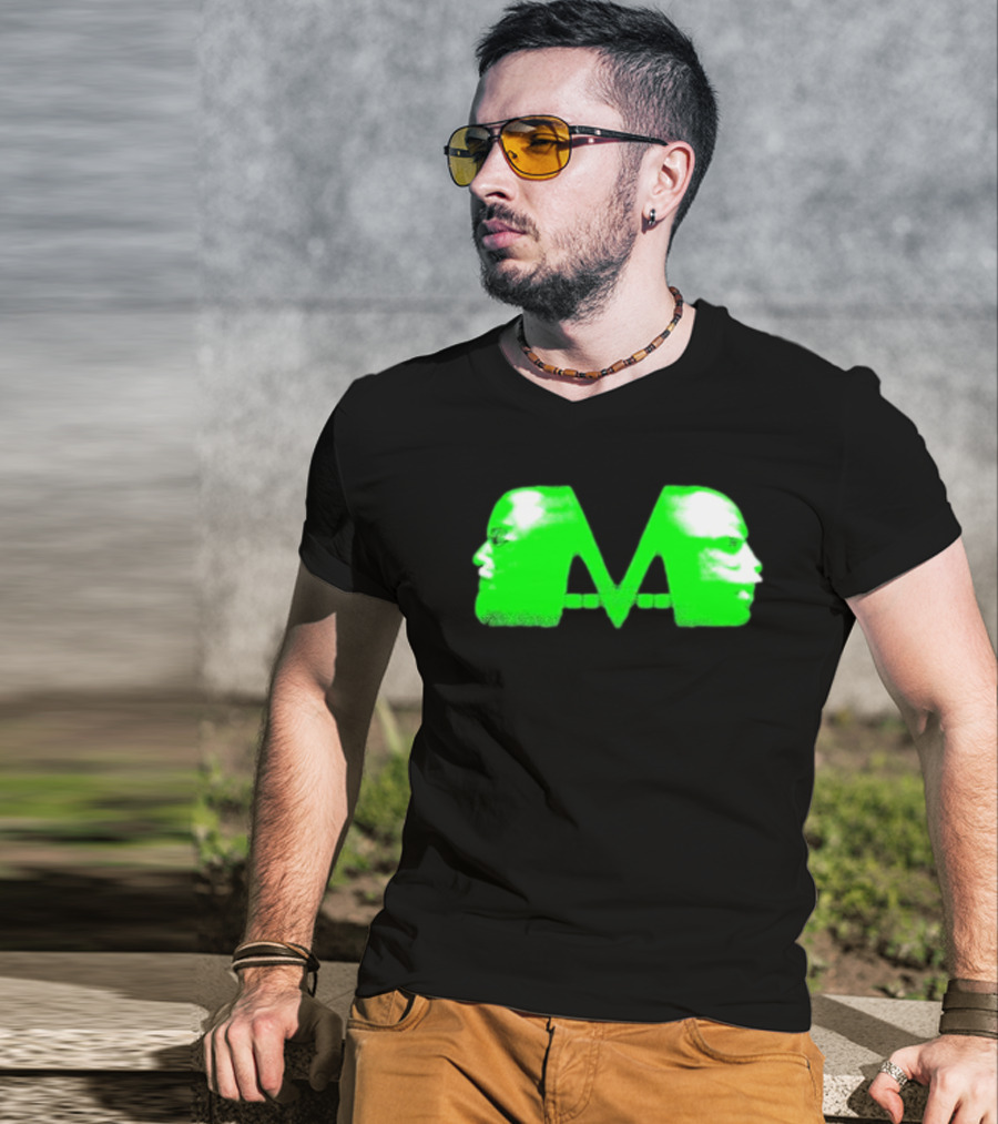 Mansionz M Faces Neon Green Portrait T-Shirt