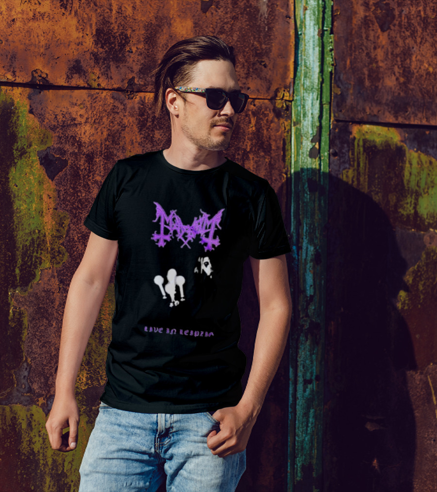 Mayhem Live In Leipzig Gothic Logo And Abstract Figure T-Shirt