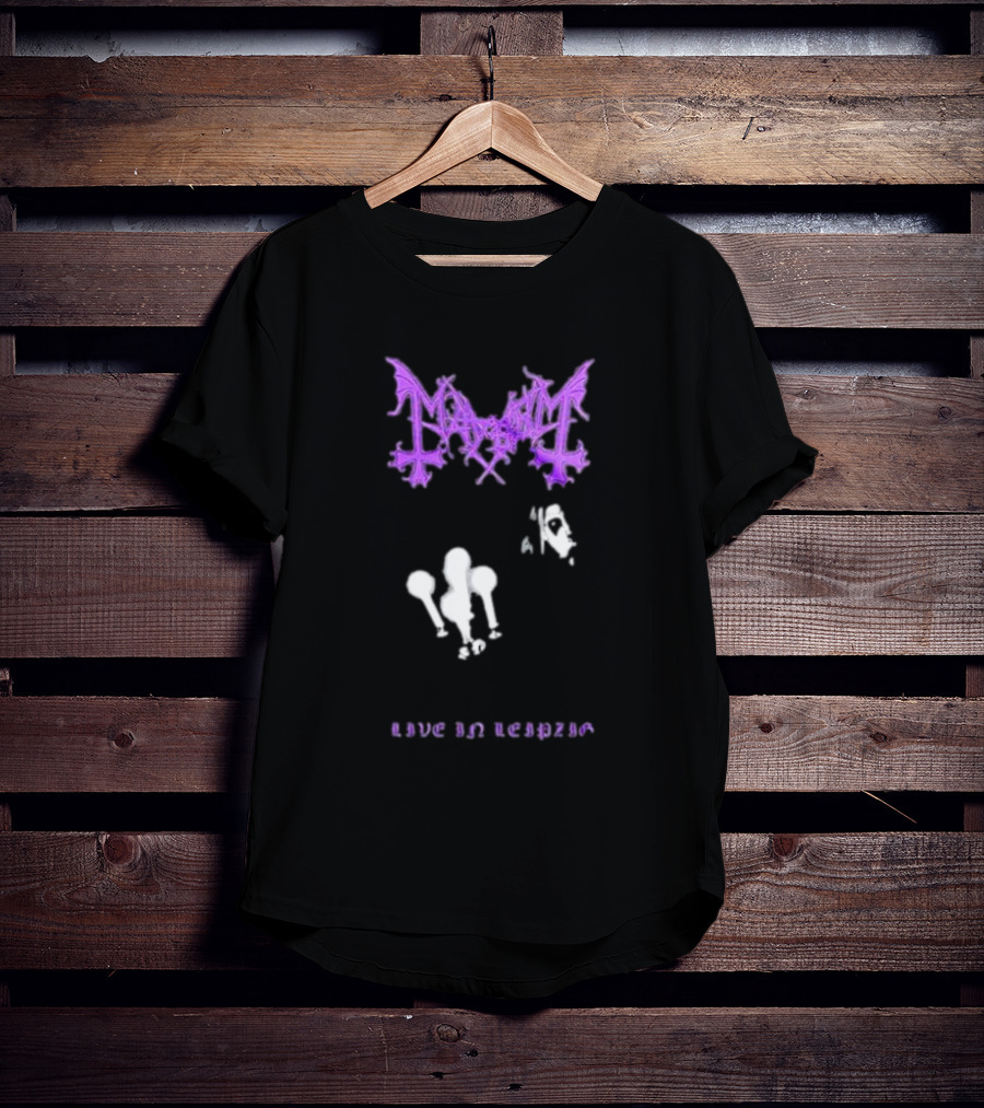 Mayhem Live In Leipzig Gothic Logo And Abstract Figure T-Shirt