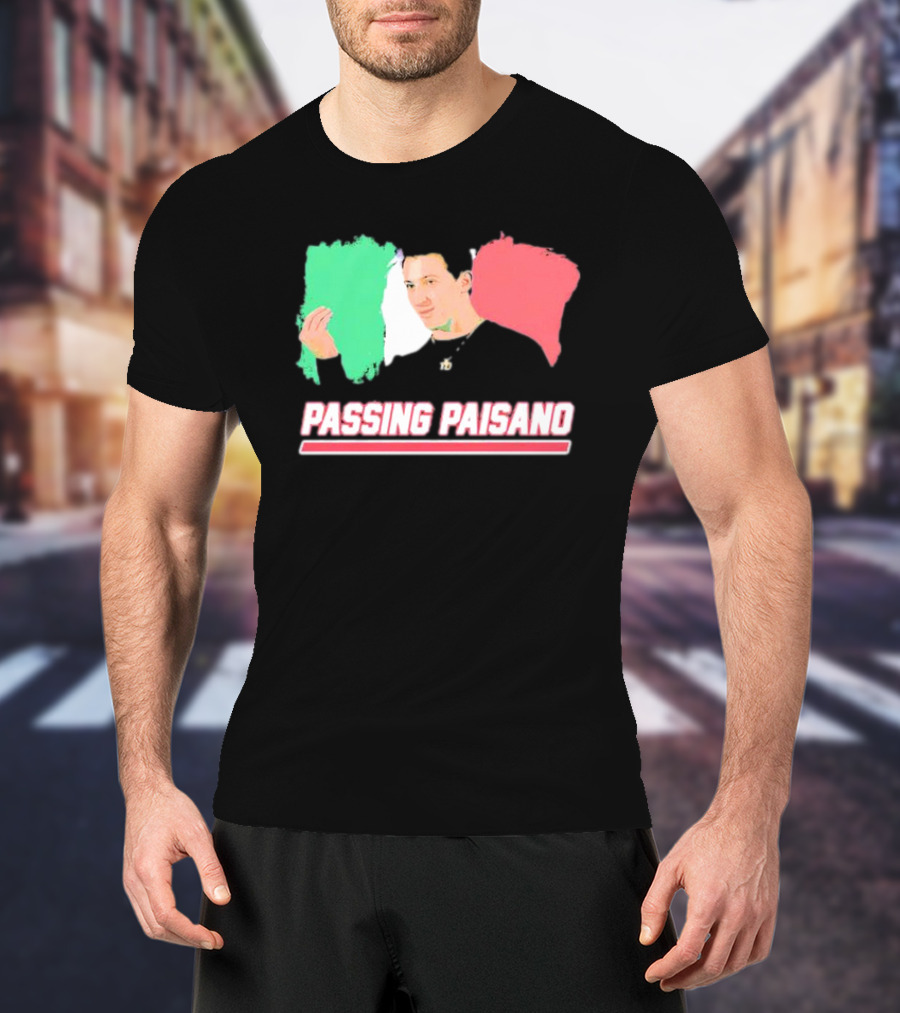 Passing Paisano Italian Gesture Flag Background T-Shirt