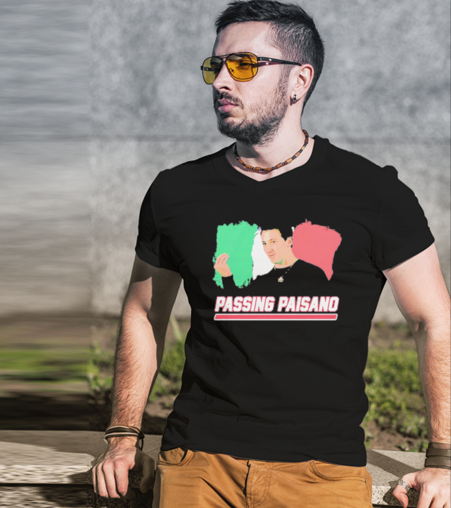 Passing Paisano Italian Gesture Flag Background T-Shirt
