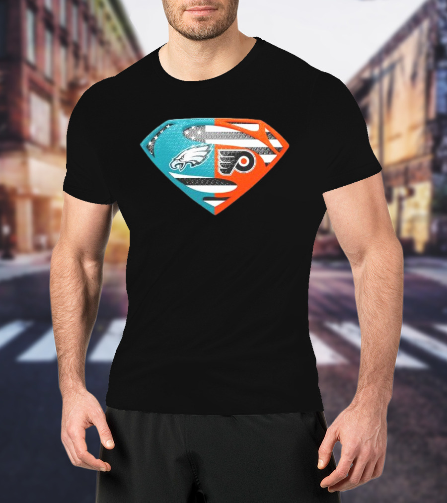 Philadelphia Eagles Philadelphia Flyers Superman Logo Mashup T-Shirt