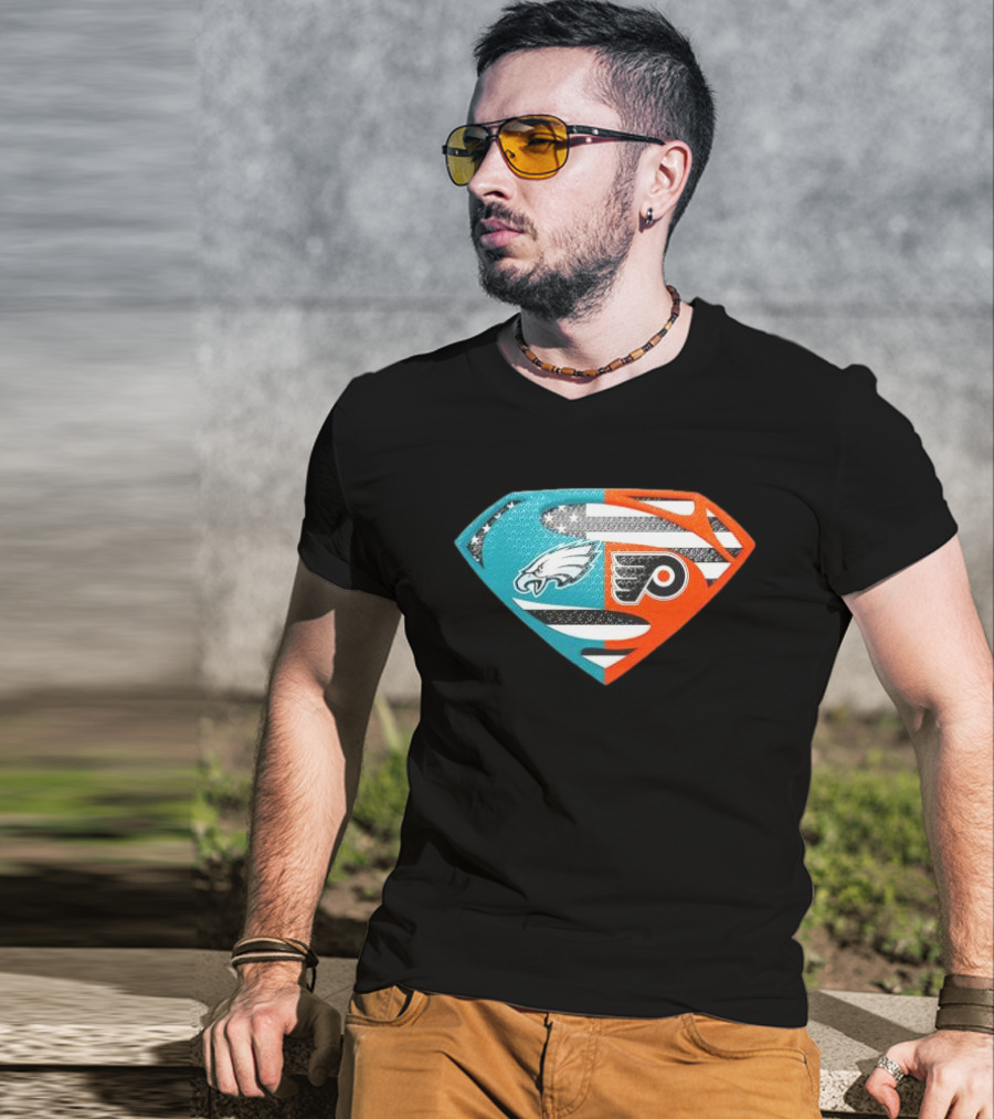Philadelphia Eagles Philadelphia Flyers Superman Logo Mashup T-Shirt