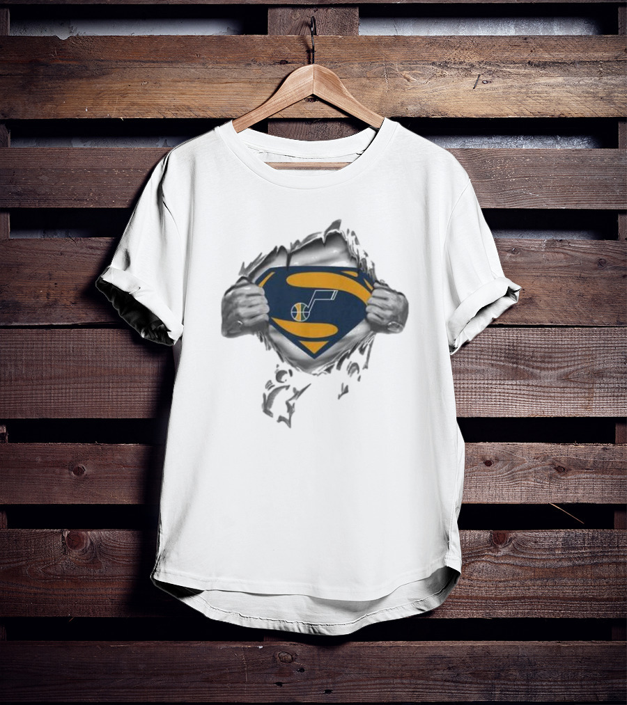 Utah Jazz Superman Logo Rip Open T-Shirt