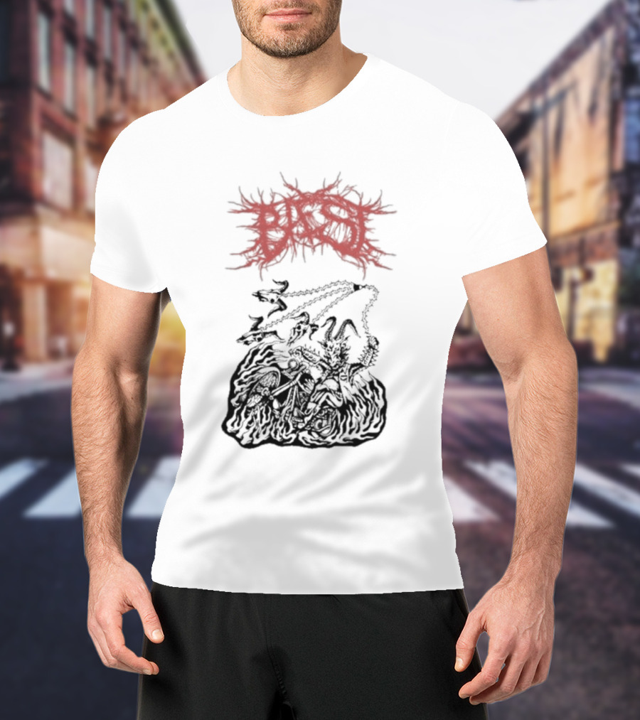 BAEST Biker Goat Rider Chains And Flames T-Shirt