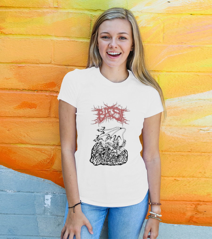 BAEST Biker Goat Rider Chains And Flames T-Shirt