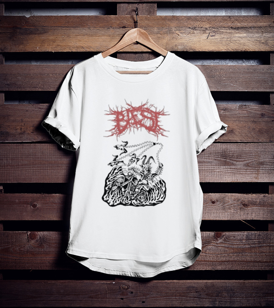 BAEST Biker Goat Rider Chains And Flames T-Shirt