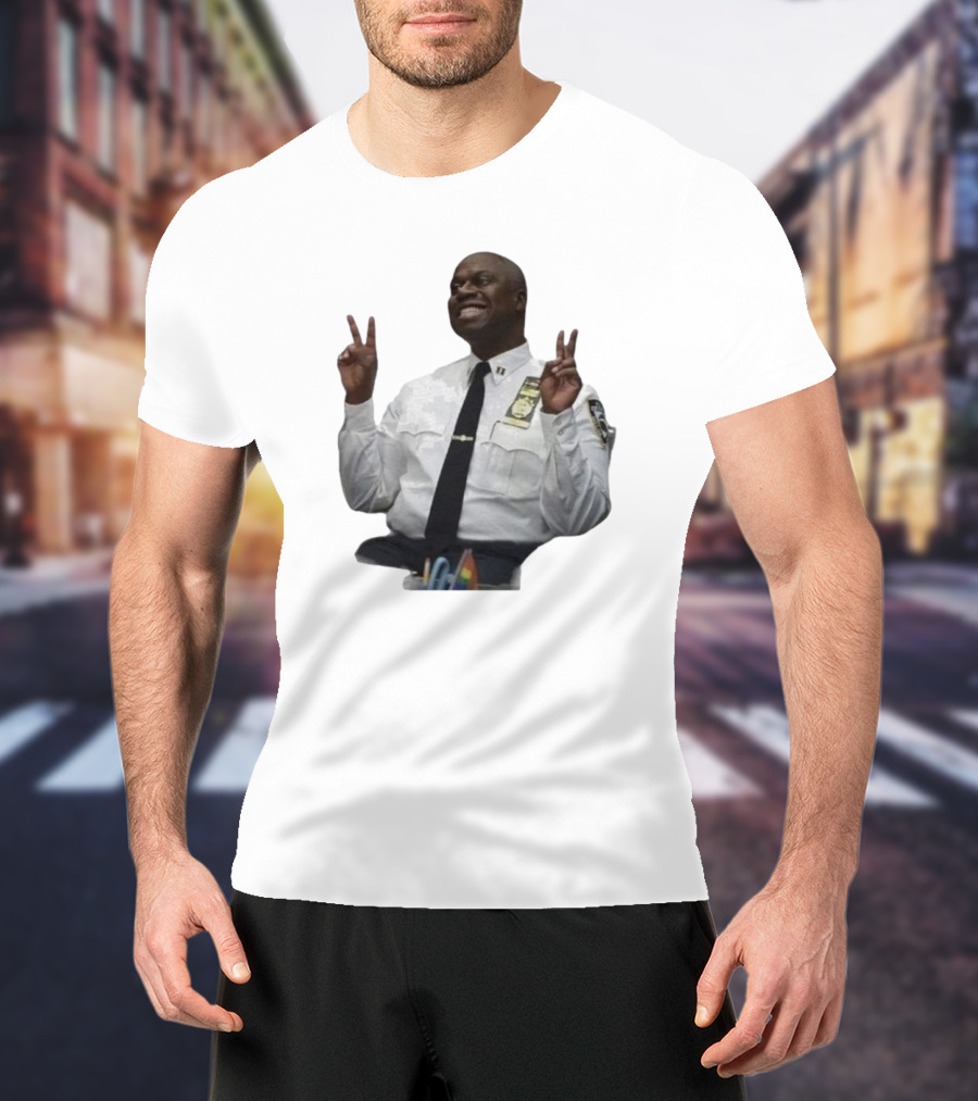 Smiling Captain Raymond Holt Andre Braugher Peace Signs Brooklyn Nine Nine T-Shirt