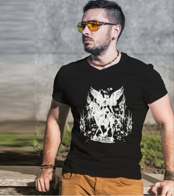 Valkyrae Vintage Dagger Angelic Horse Rider With Wings And Stars T-Shirt