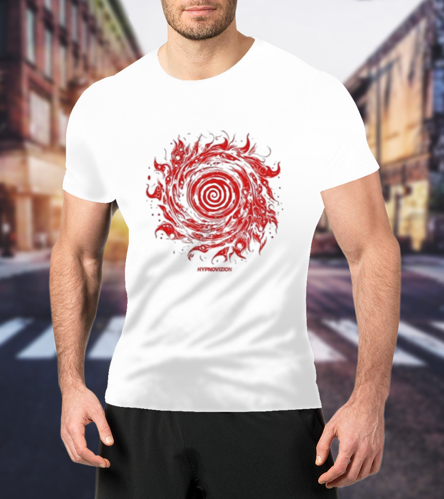 Vortex Flocked Invincible Fire Spiral T-Shirt