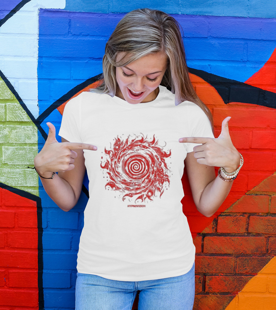 Vortex Flocked Invincible Fire Spiral T-Shirt