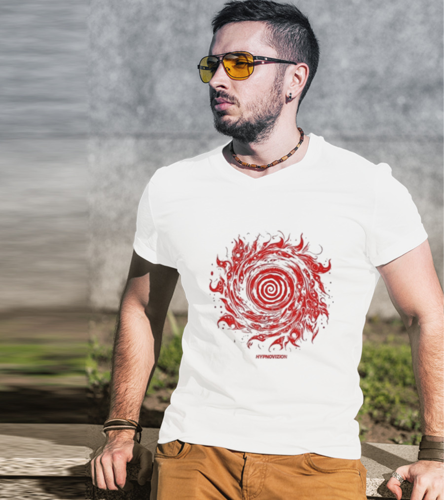 Vortex Flocked Invincible Fire Spiral T-Shirt