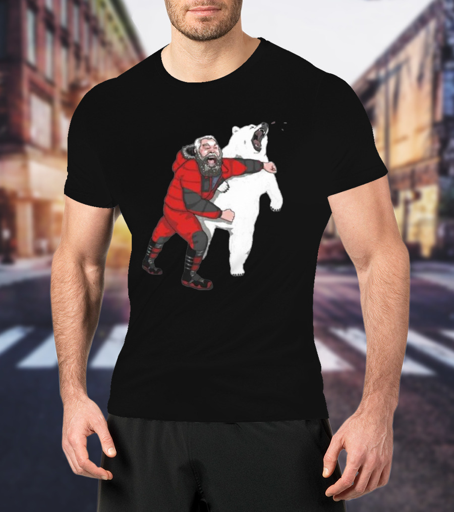 Blessed Bear Fighter Polar Punching Scene T-Shirt