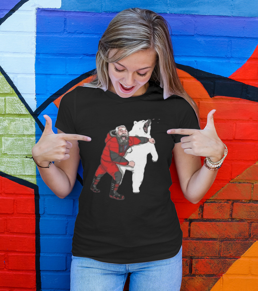 Blessed Bear Fighter Polar Punching Scene T-Shirt