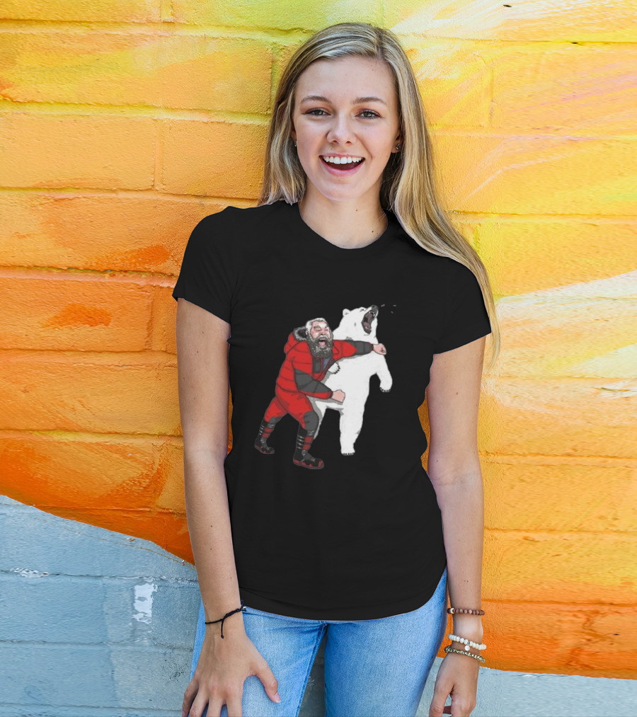 Blessed Bear Fighter Polar Punching Scene T-Shirt