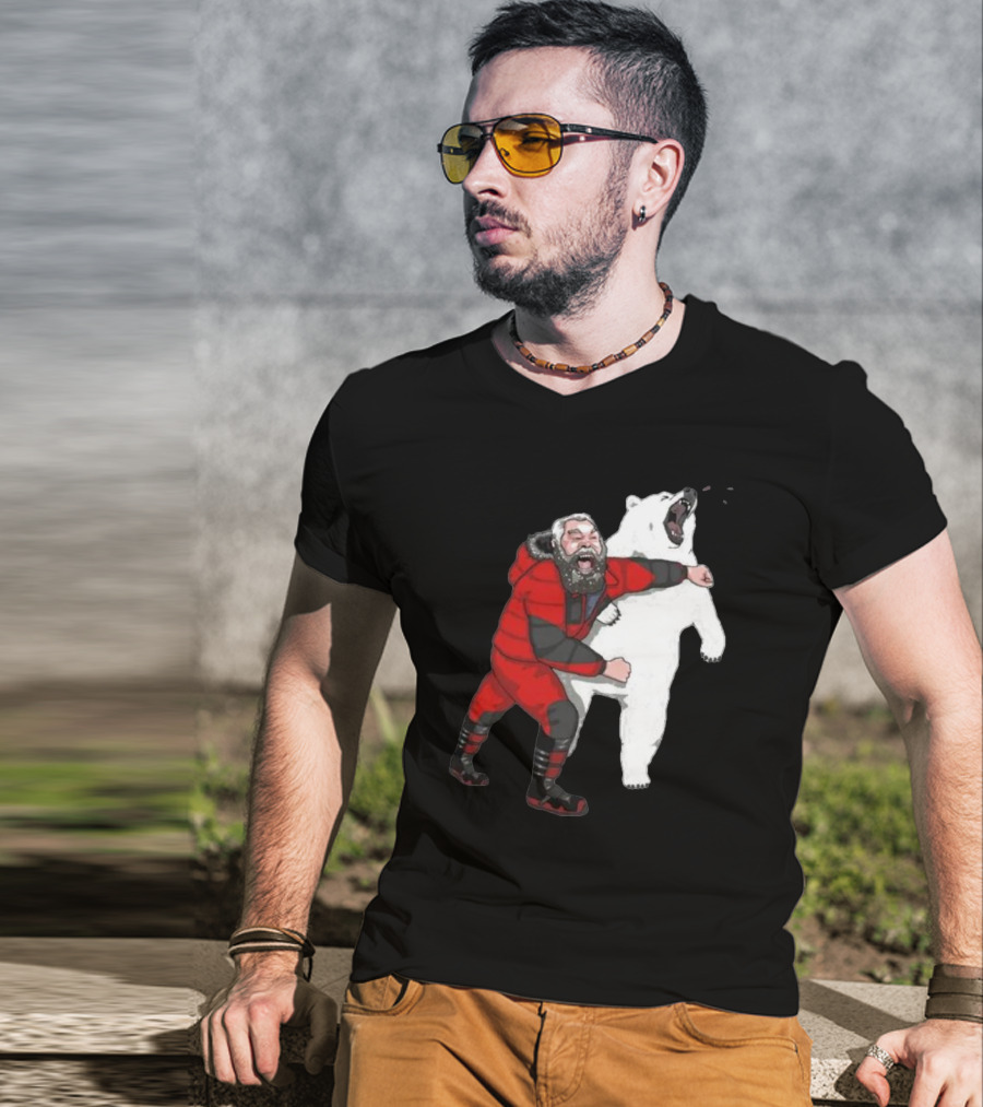 Blessed Bear Fighter Polar Punching Scene T-Shirt