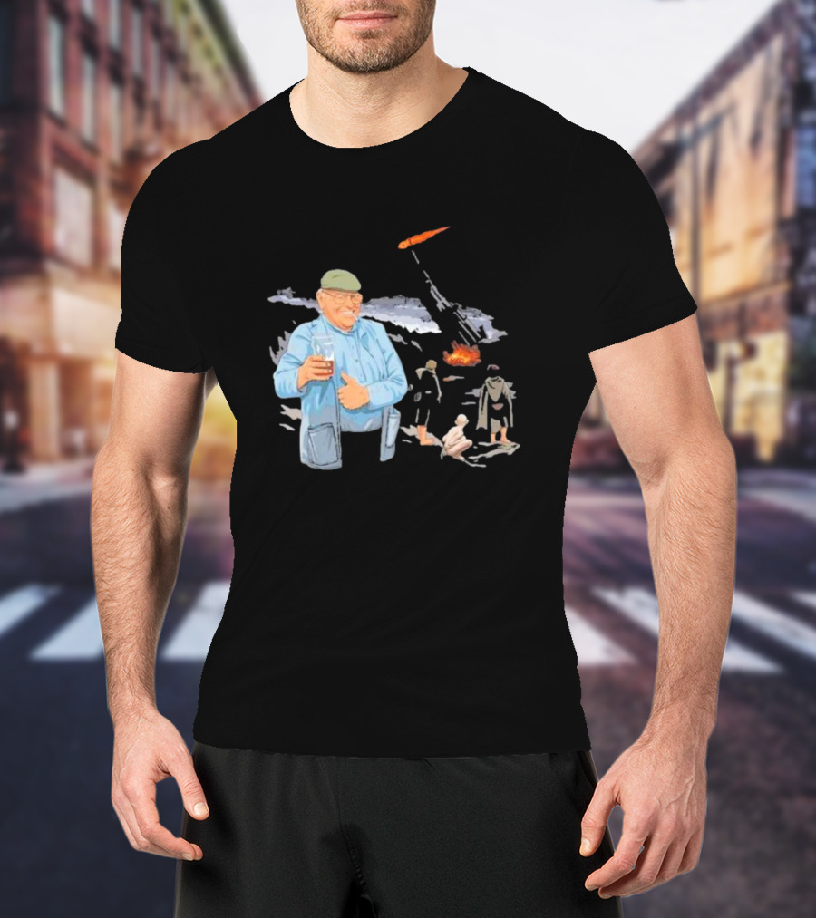 Dibnah Versus Sauron Gandalf, Hobbits, And Industrial Chimney In Middle-earth Scene T-Shirt