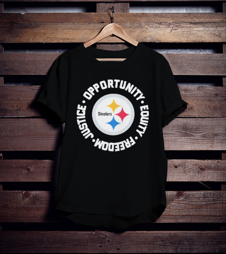 Pittsburgh Steelers Justice Opportunity Equity Freedom Circular Star T-Shirt