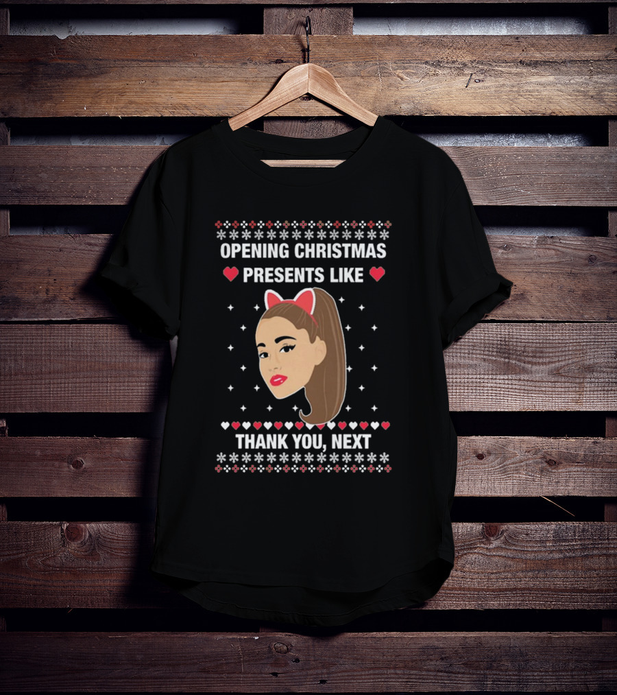 Opening Christmas Presents Like Thank You Next Ariana Grande Cat Ears T-Shirt