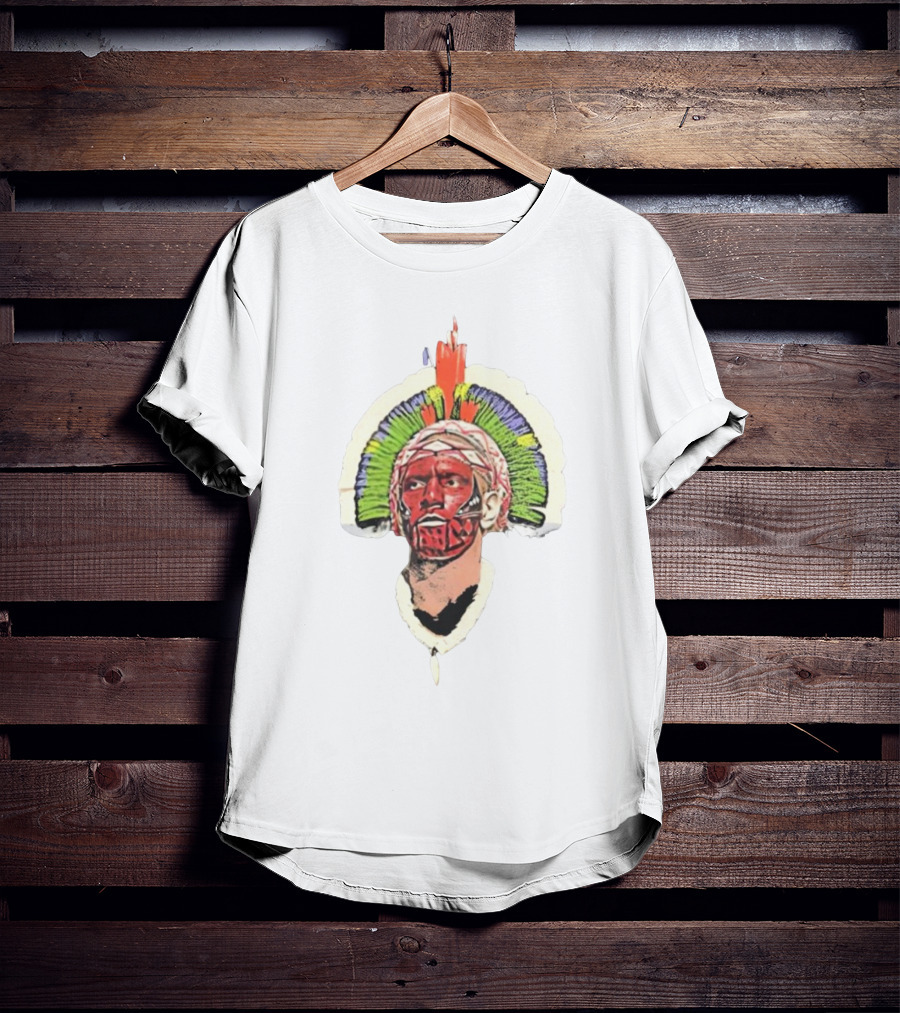 Quality Big Face Poatan Indigenous Headdress War Paint T-Shirt