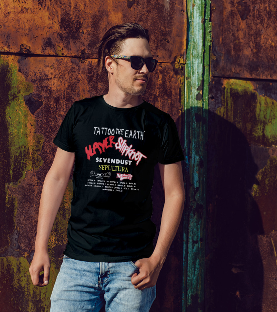 Tattoo The Earth 2000 Slayer Slipknot Sevendust Sepultura Tour T-Shirt