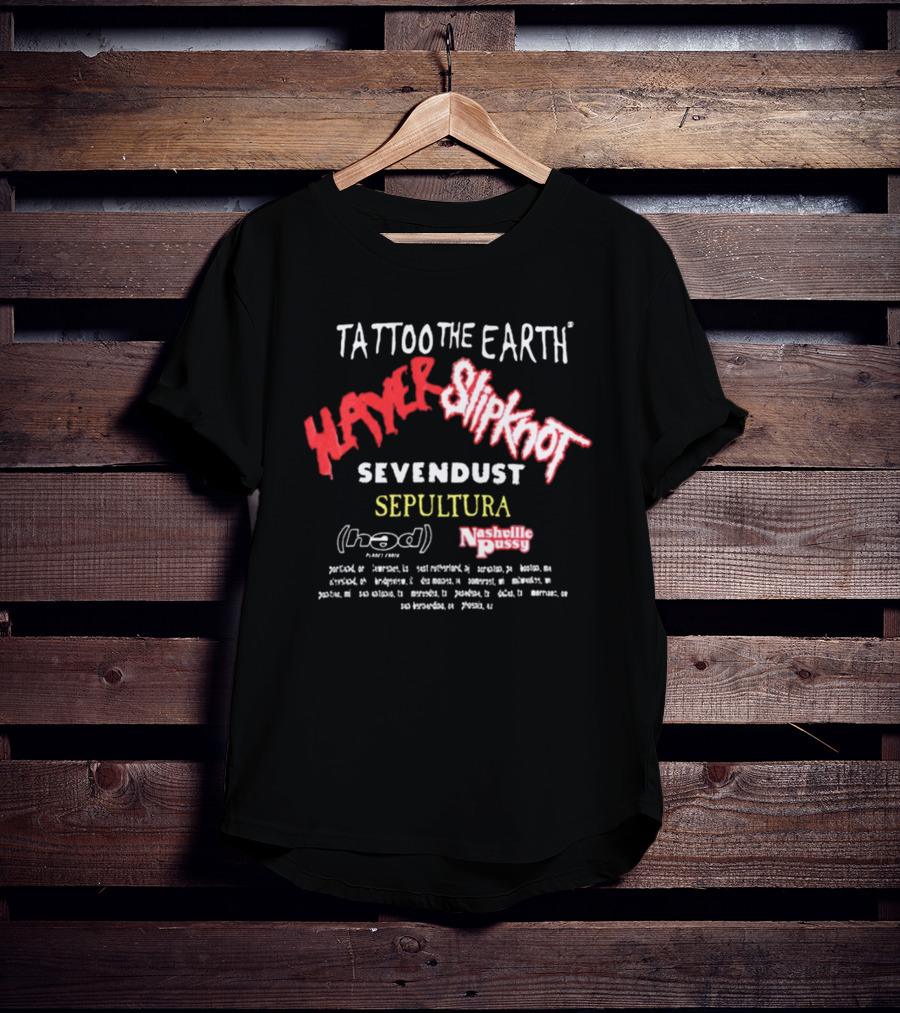 Tattoo The Earth 2000 Slayer Slipknot Sevendust Sepultura Tour T-Shirt