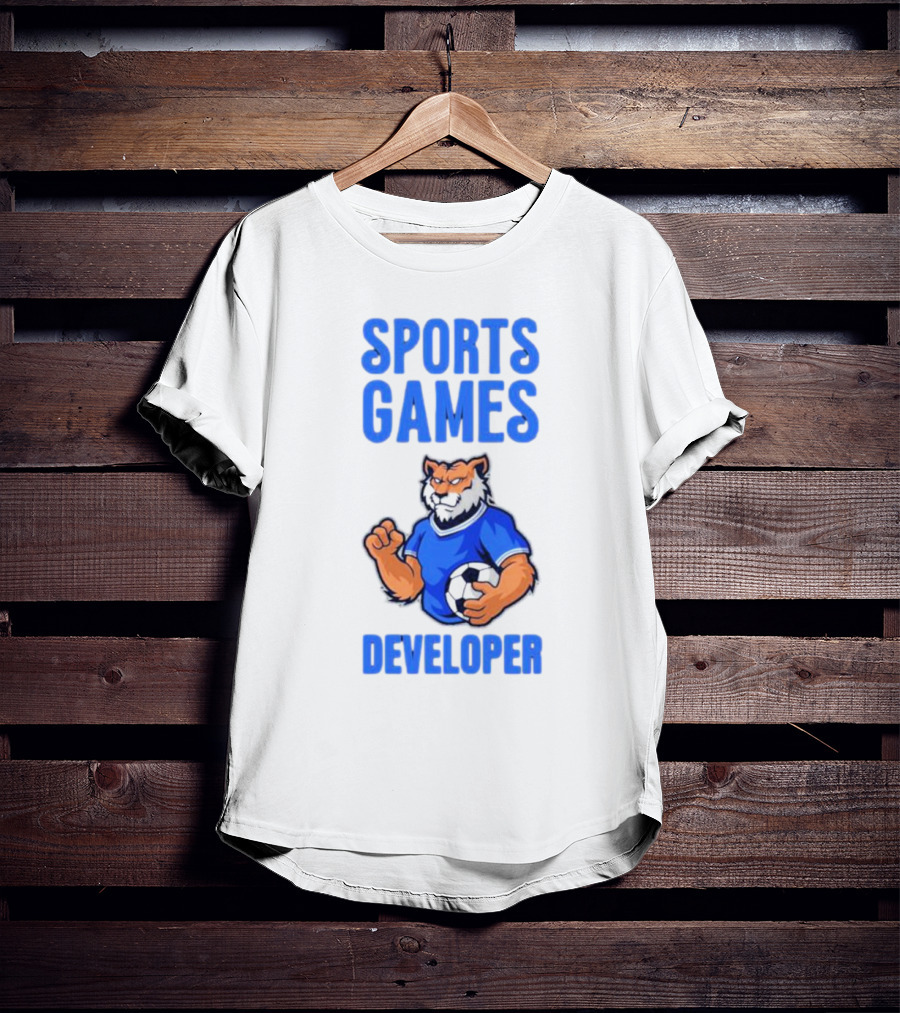 Sports Games Developer Tiger Holding Soccer Ball T-Shirt