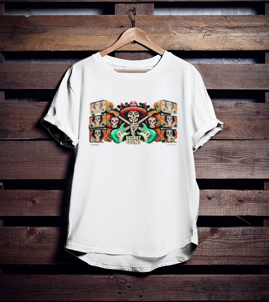 Secret Sound Skull Sombrero Guitars And Speakers T-Shirt