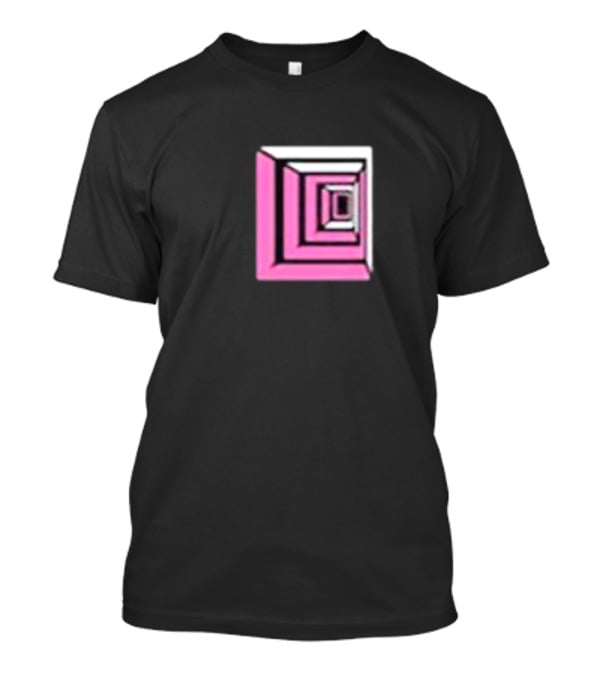 Shoplucid Pink Geometric Square Optical Illusion T-Shirt