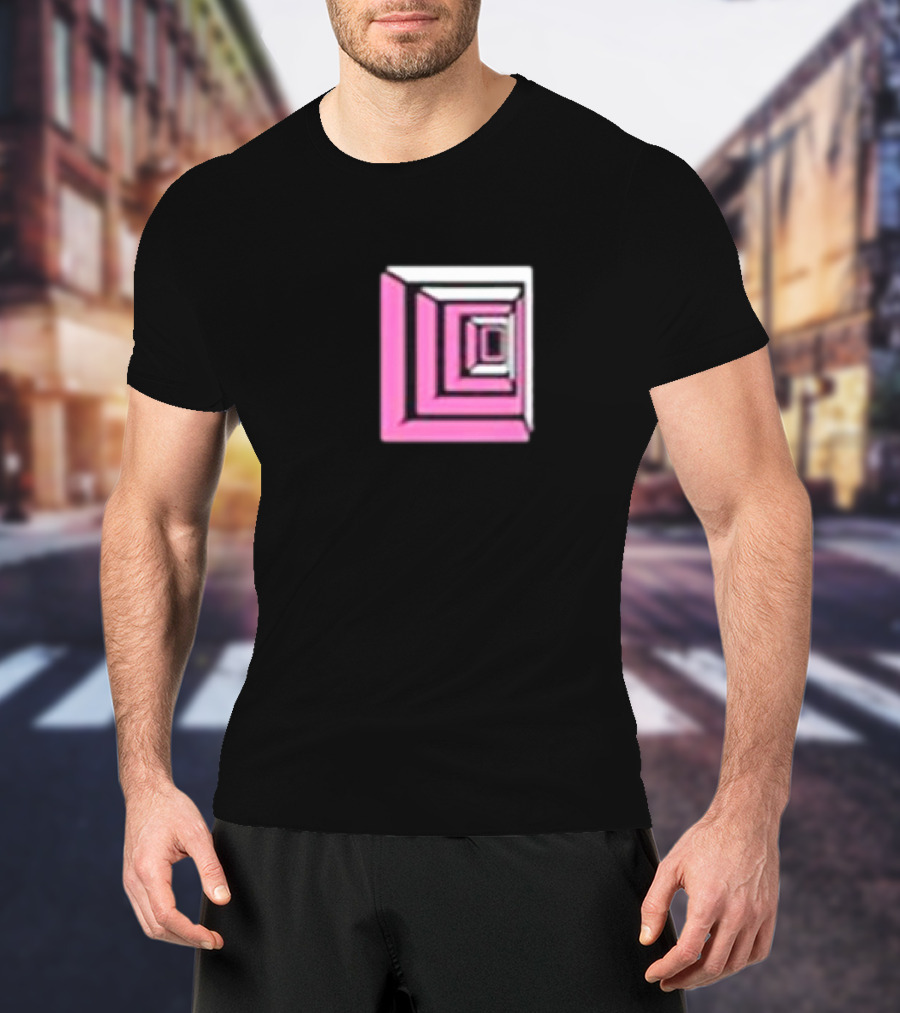 Shoplucid Pink Geometric Square Optical Illusion T-Shirt