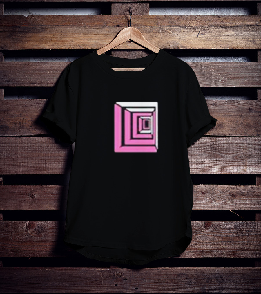 Shoplucid Pink Geometric Square Optical Illusion T-Shirt
