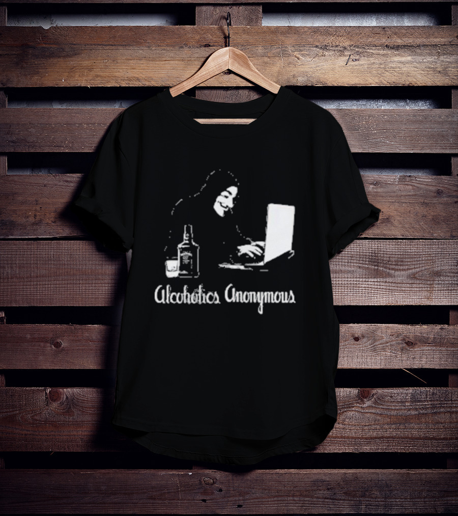 Alcoholics Anonymous Guy Fawkes Mask Hacker With Laptop T-Shirt
