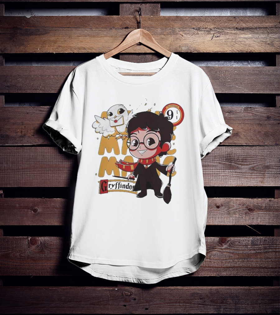 Magic Boy Gryffindor Platform 9¾ Owl And Broom T-Shirt