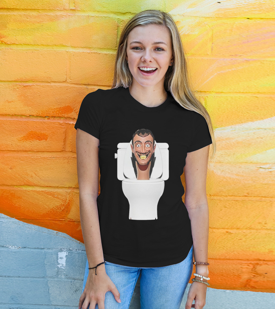 Skibidi Toilet Funny Face Character Head In Commode T-Shirt