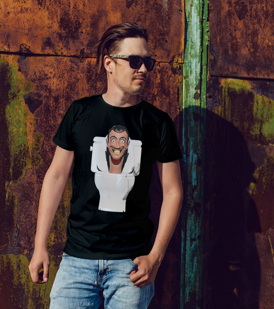 Skibidi Toilet Funny Face Character Head In Commode T-Shirt