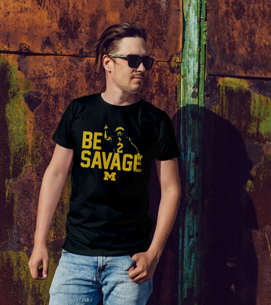 Be Savage Michigan Football Number 2 M T-Shirt