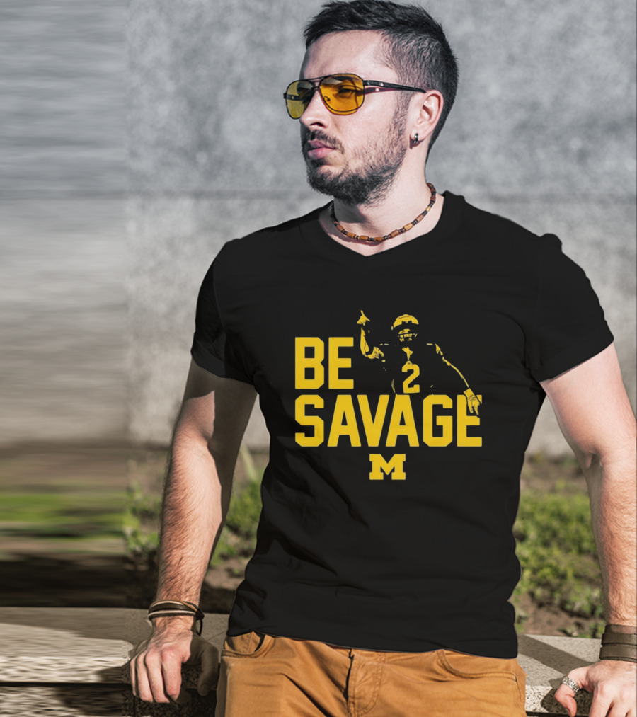 Be Savage Michigan Football Number 2 M T-Shirt