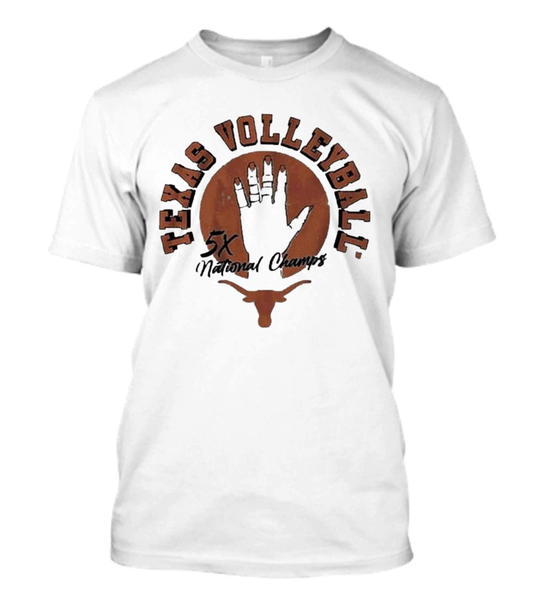 Texas Volleyball 5x National Champs Longhorn Handprint T-Shirt