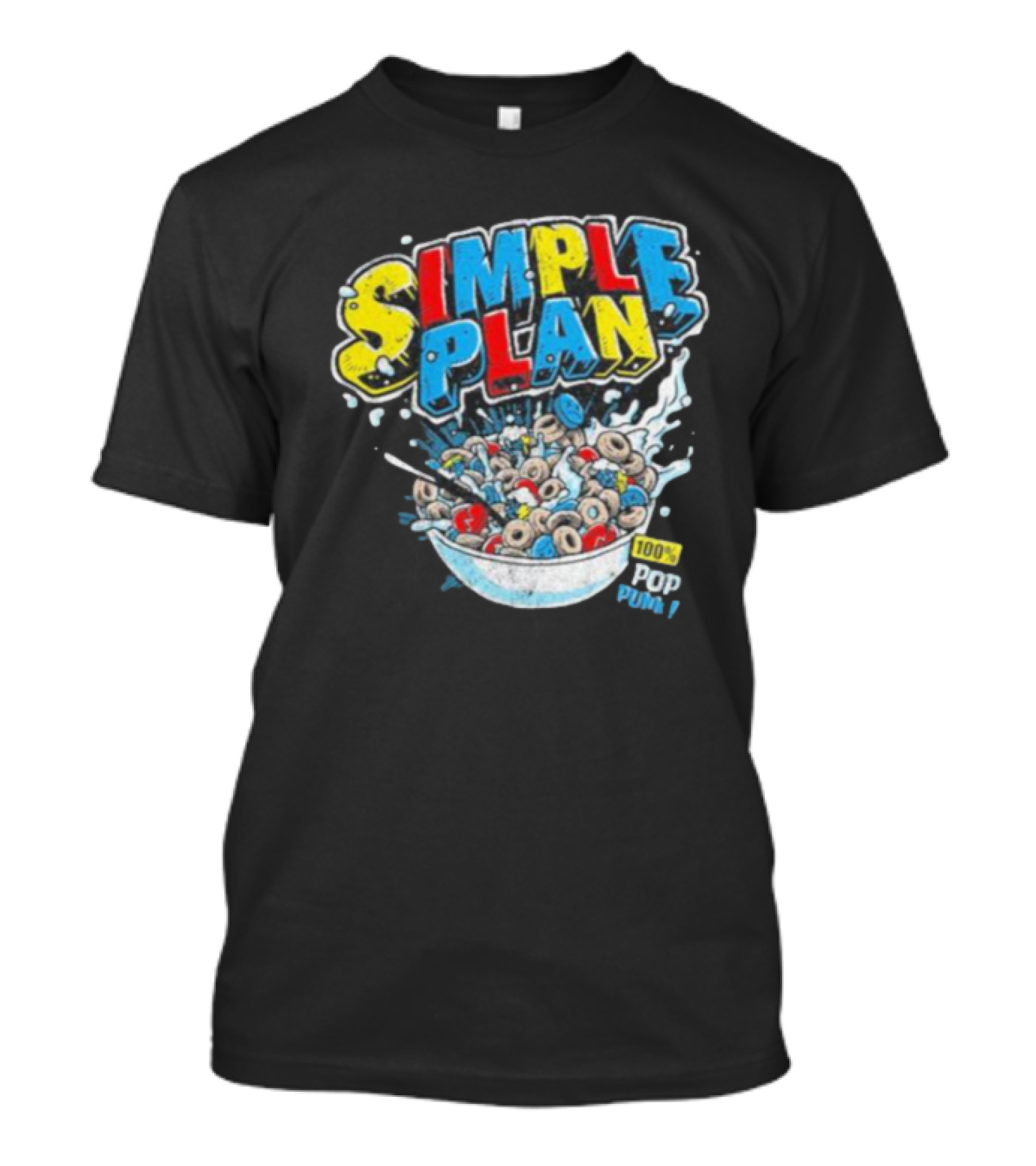 Simple Plan Pop Punk Cereal Bowl Explosion 100% T-Shirt