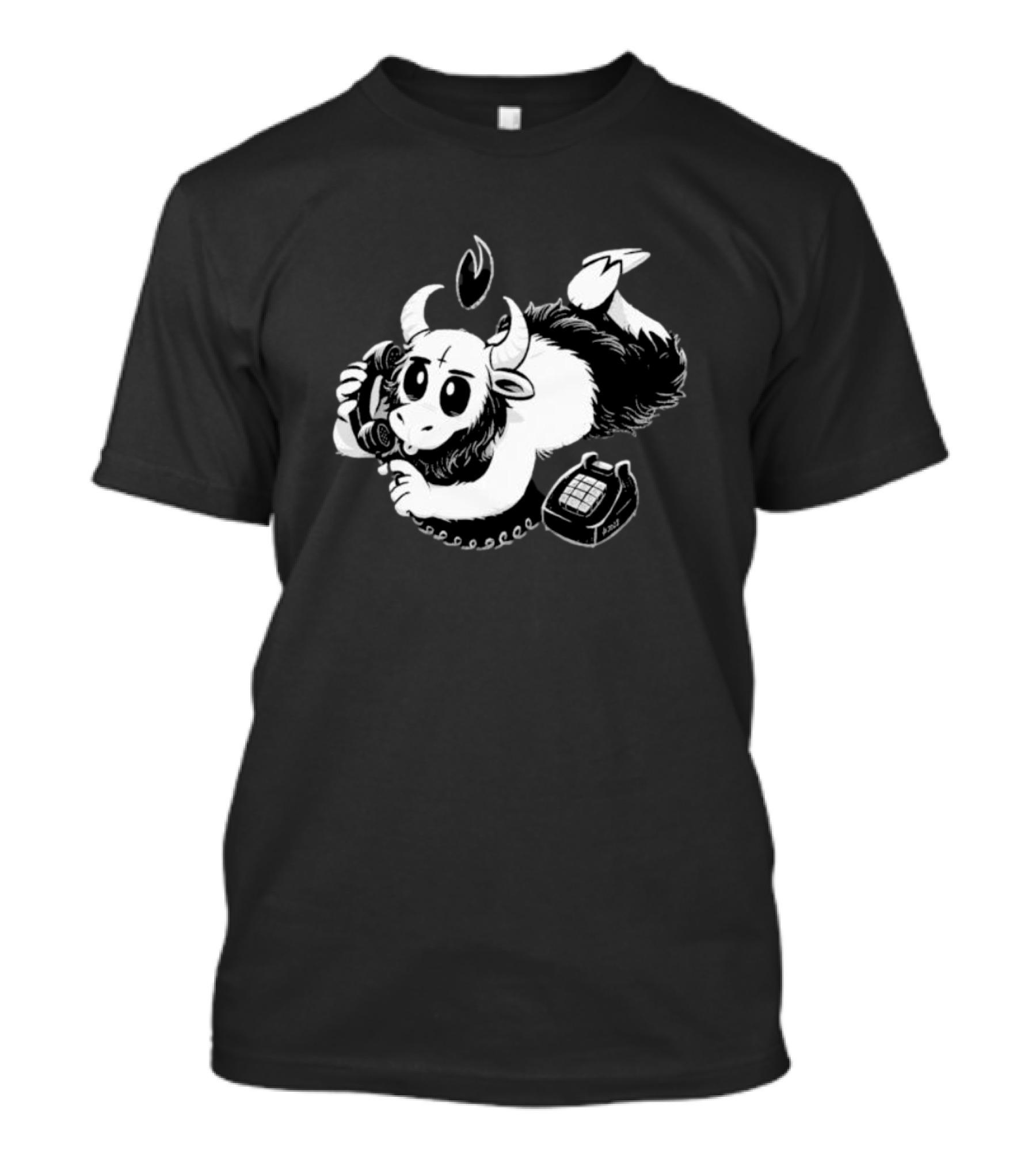 Belzebubs Satan Calls Gothic Cartoon Sheep On Phone T-Shirt