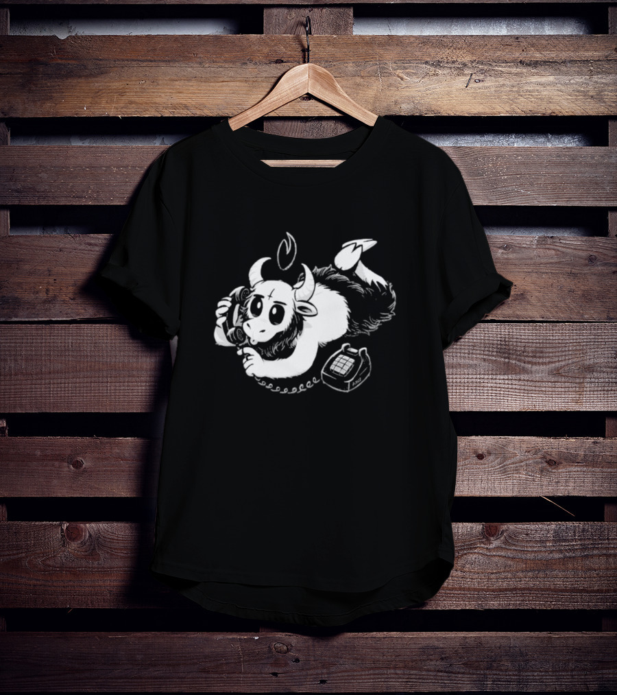 Belzebubs Satan Calls Gothic Cartoon Sheep On Phone T-Shirt