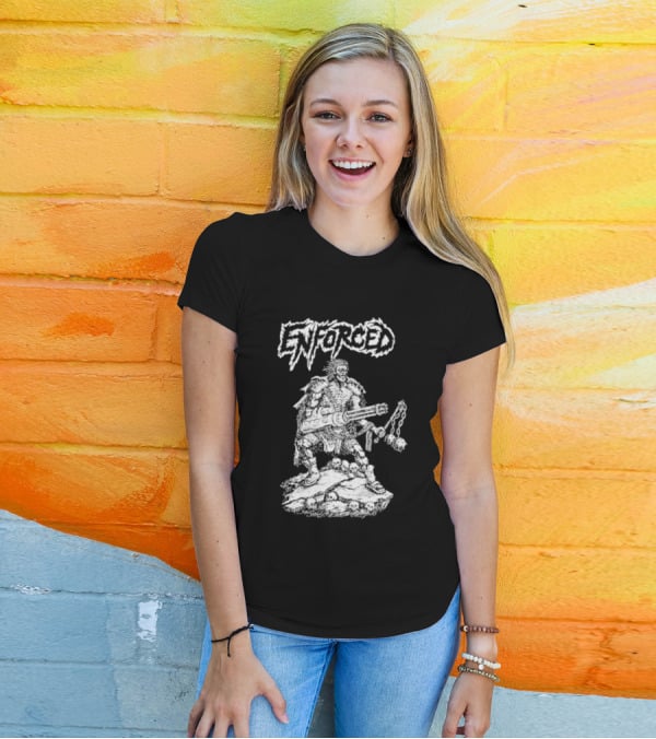 Enforced Sacrament Warrior With Spiked Chains And Machine Gun On Skull Mound T-Shirt