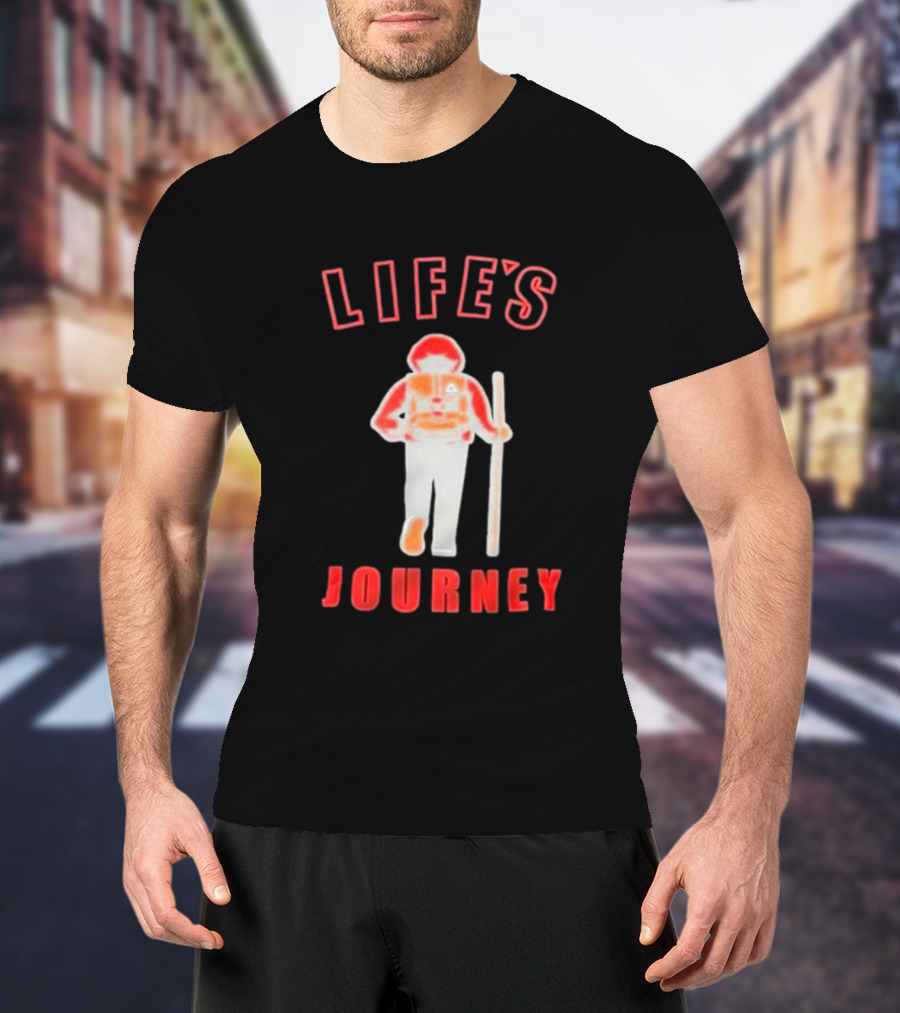 LIFE'S JOURNEY Hiker With Walking Stick T-Shirt