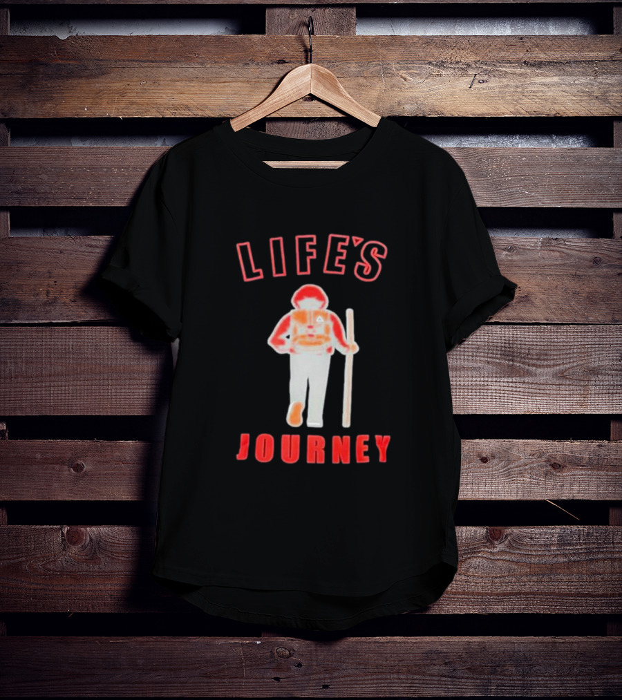 LIFE'S JOURNEY Hiker With Walking Stick T-Shirt